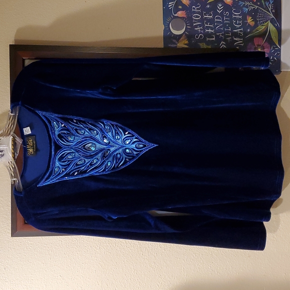Blue Velvet Sapphire Rhinestone Top by Bob Mackie - Picture 1 of 5